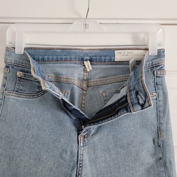 Rag & Bone High-Rise Step Hem Frayed Skinny Cropped Jeans Light Wash Size 29 - Picture 7 of 8